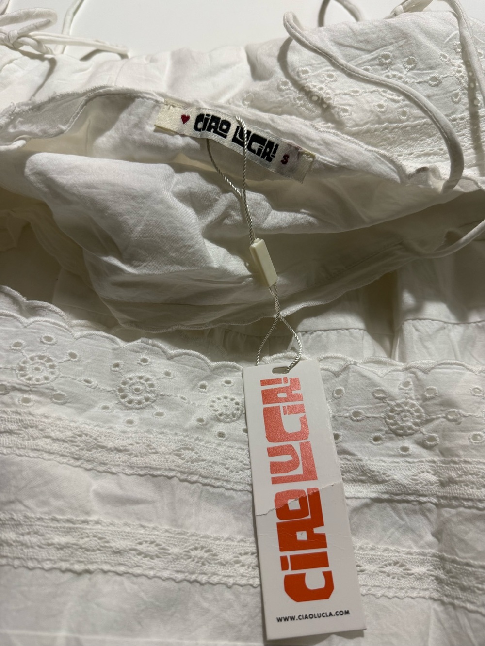Ciao Lucia Petra White Embroidered Cotton Dress - Picture 3 of 5
